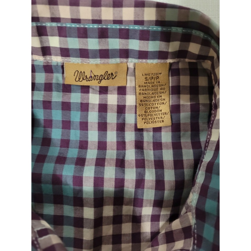 Wrangler Women Plaid Pearl Snap Long Sleeve Shirt Purple/Teal Western Cowgirl - Picture 10 of 10